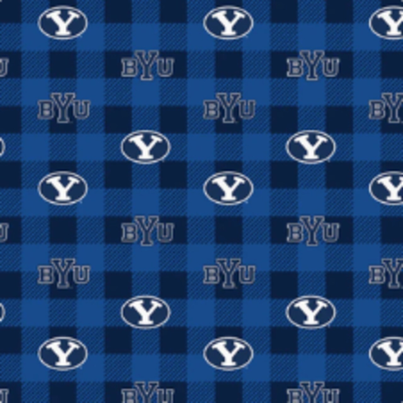 NCAA Brigham Young University Buffalo Plaid Fleece BYU1190 Fabric by the Yard